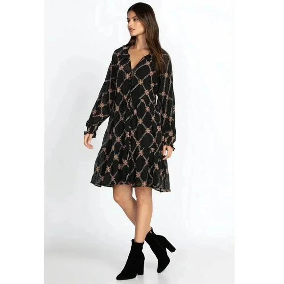 Johnny Was Jackie Floral Embroidered Sheer Bohemian Mini Dress Size XS - Picture 4 of 11